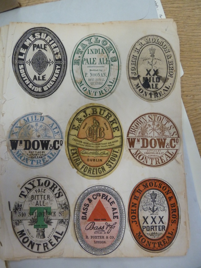 Examples at Top Right and Bottom Right of contemporaneous Molson labels.